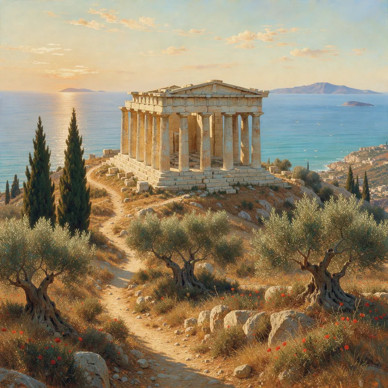 The same Greek temple prompt rendered by FLUX.3